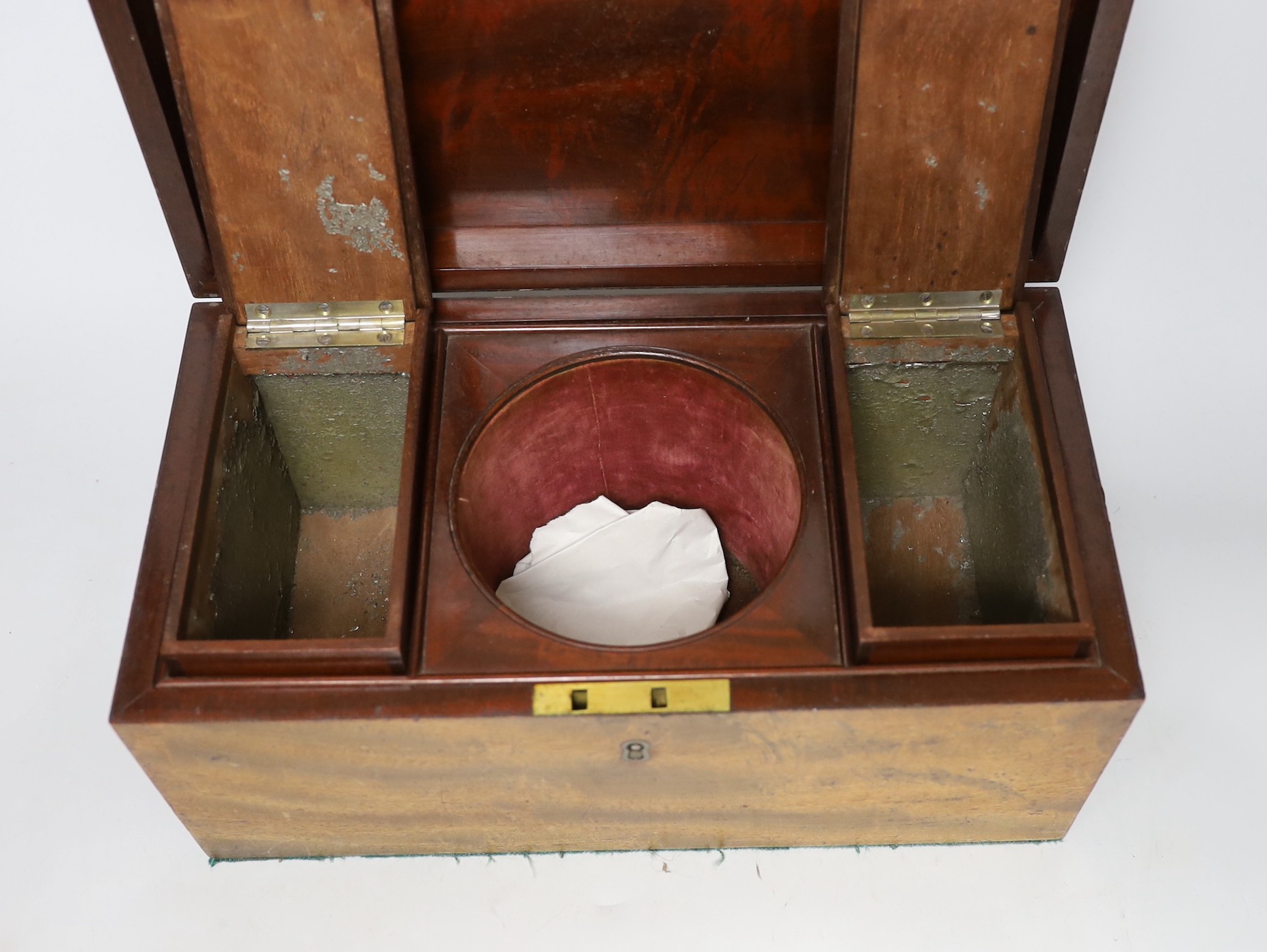 A 19th century tea caddy 33cms wide, 16cms high